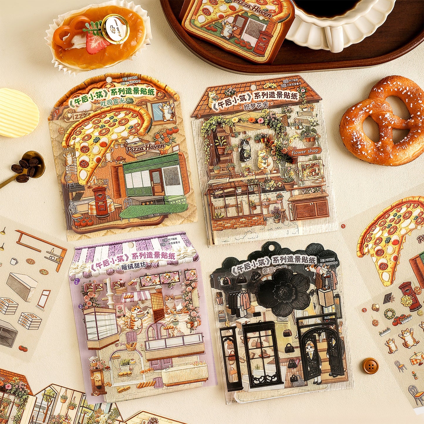 Corner Shop 3D Sticker | 4 Cute Miniature Scenes