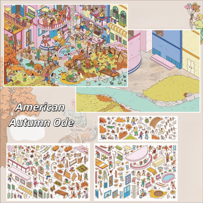 Autumn Corners 3D Sticker | 3 Cute Miniature Scenes