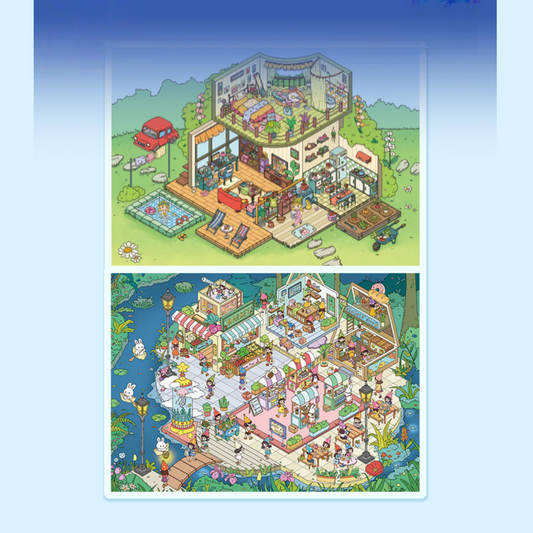 Dream Courtyard 3D Sticker | 2 Cute Miniature Scenes
