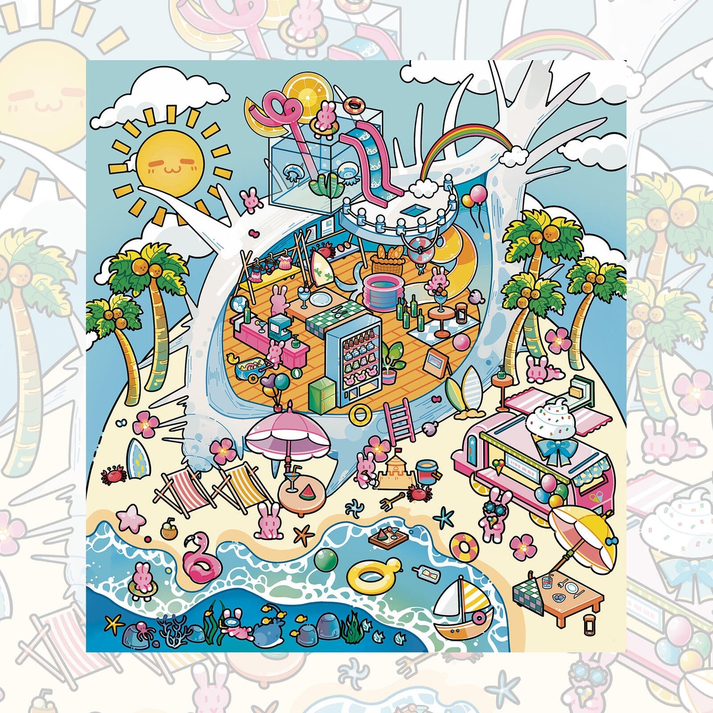 Beach Vacation 3D Sticker
