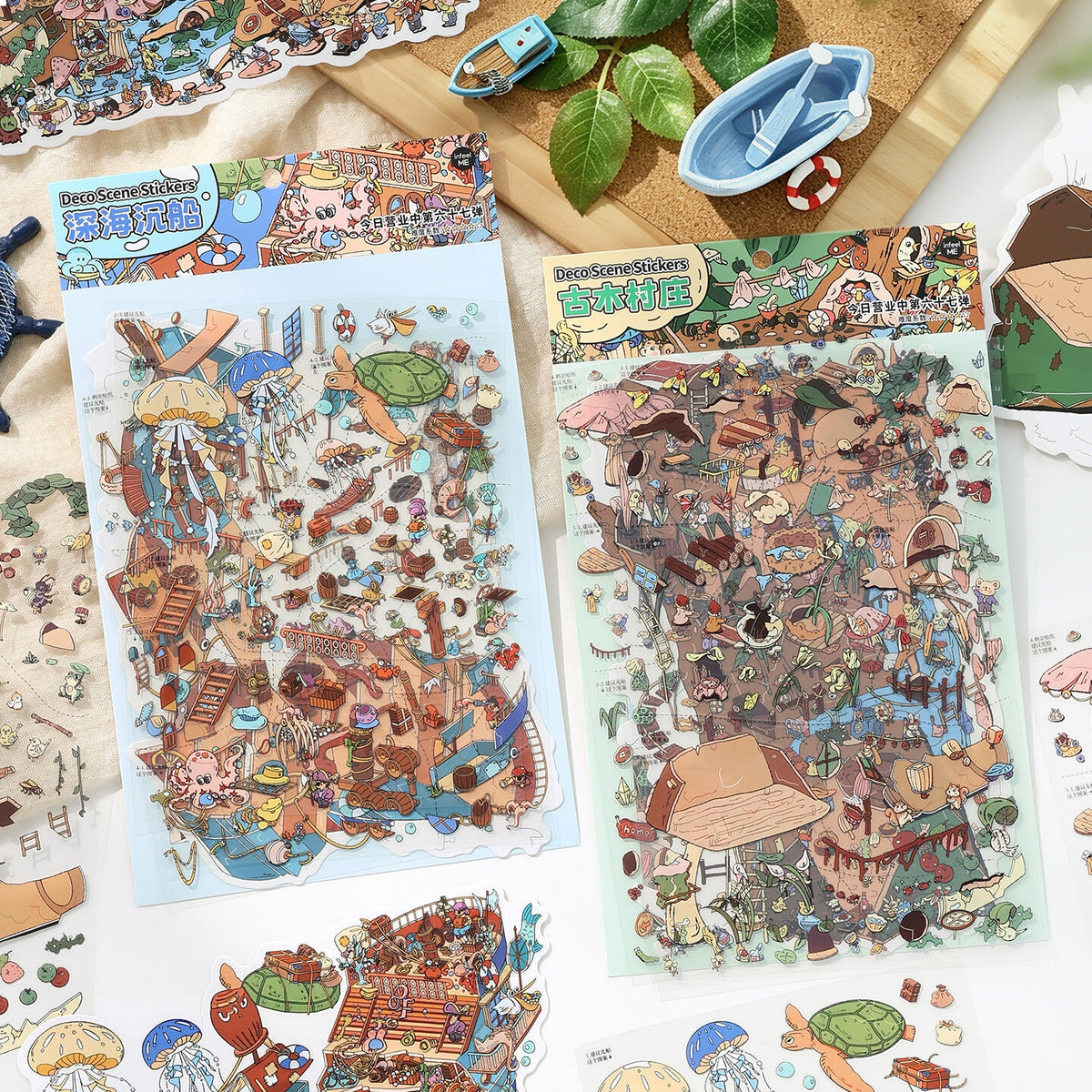 Sunken Secrets 3D Sticker | 2 Cute Miniature Scenes