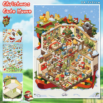Merry Christmas 3D Sticker | 4 Cute Miniature Scenes