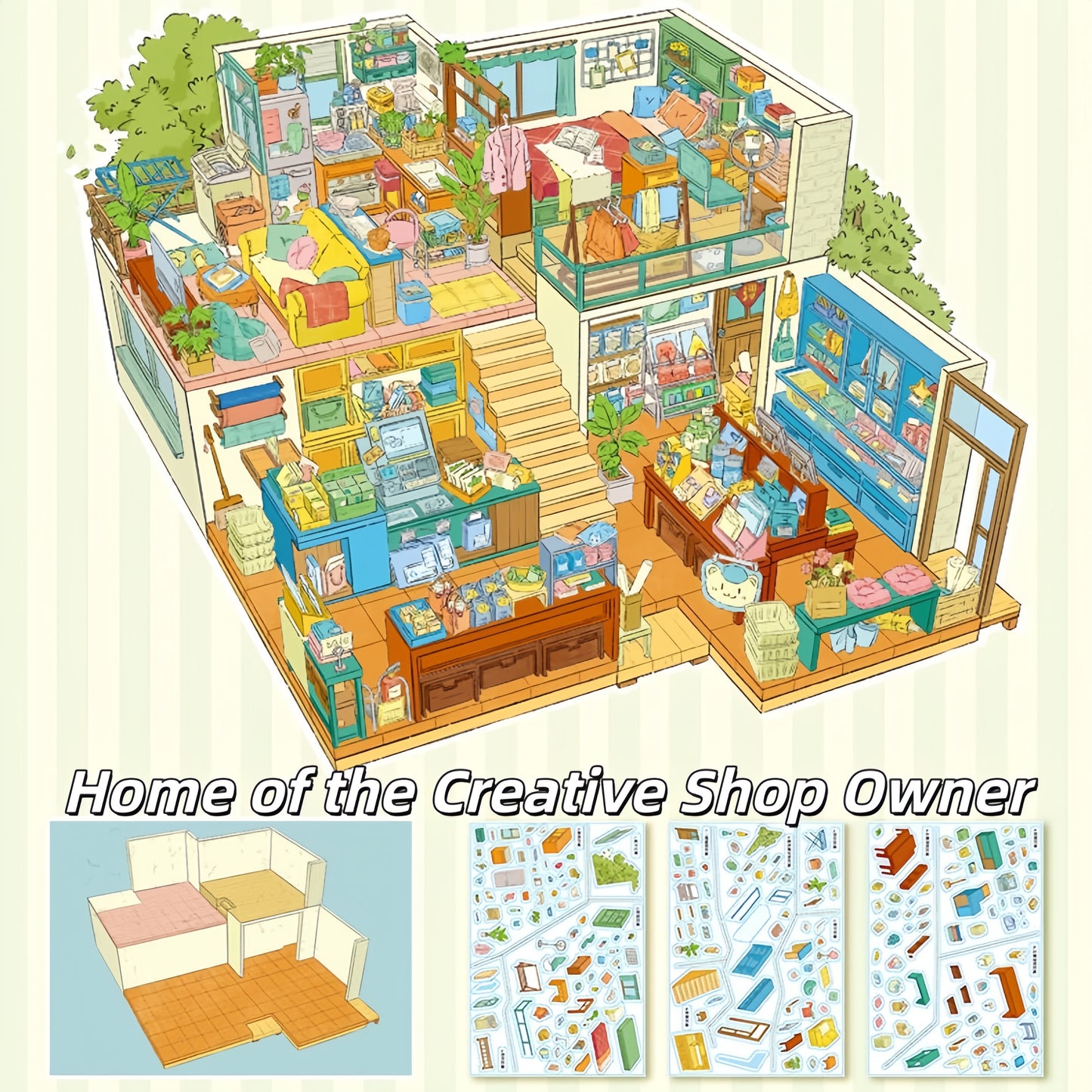 Moonlight Post 3D Sticker | 2 Cute Miniature Scenes