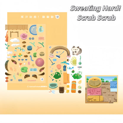 Cleaning Up Series 3D Sticker | 4 Cute Miniature Scenes