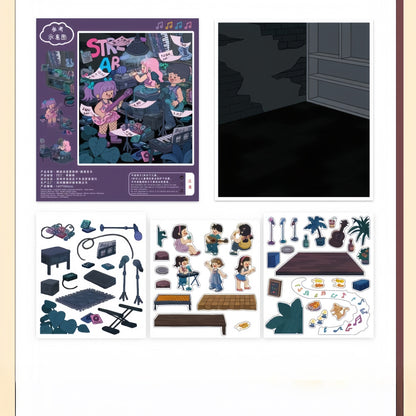 Music Series 3D Sticker | 4 Cute Miniature Scenes