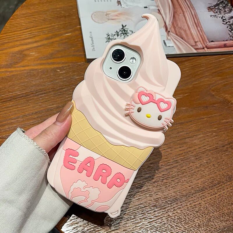 Cute Cat Ice Cream Silicone Phone Case