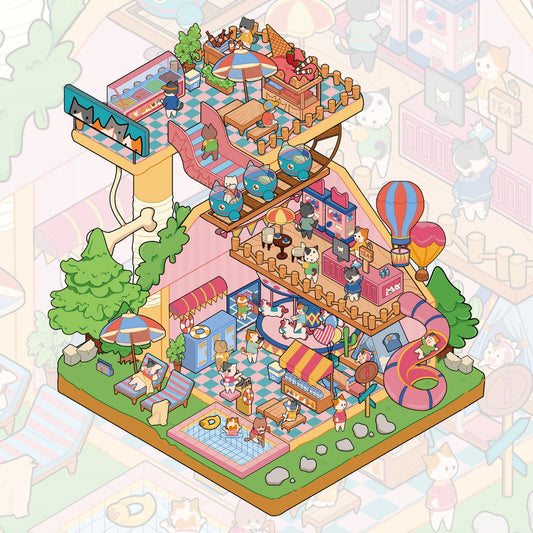 Cat and Dog Paradise 3D Sticker