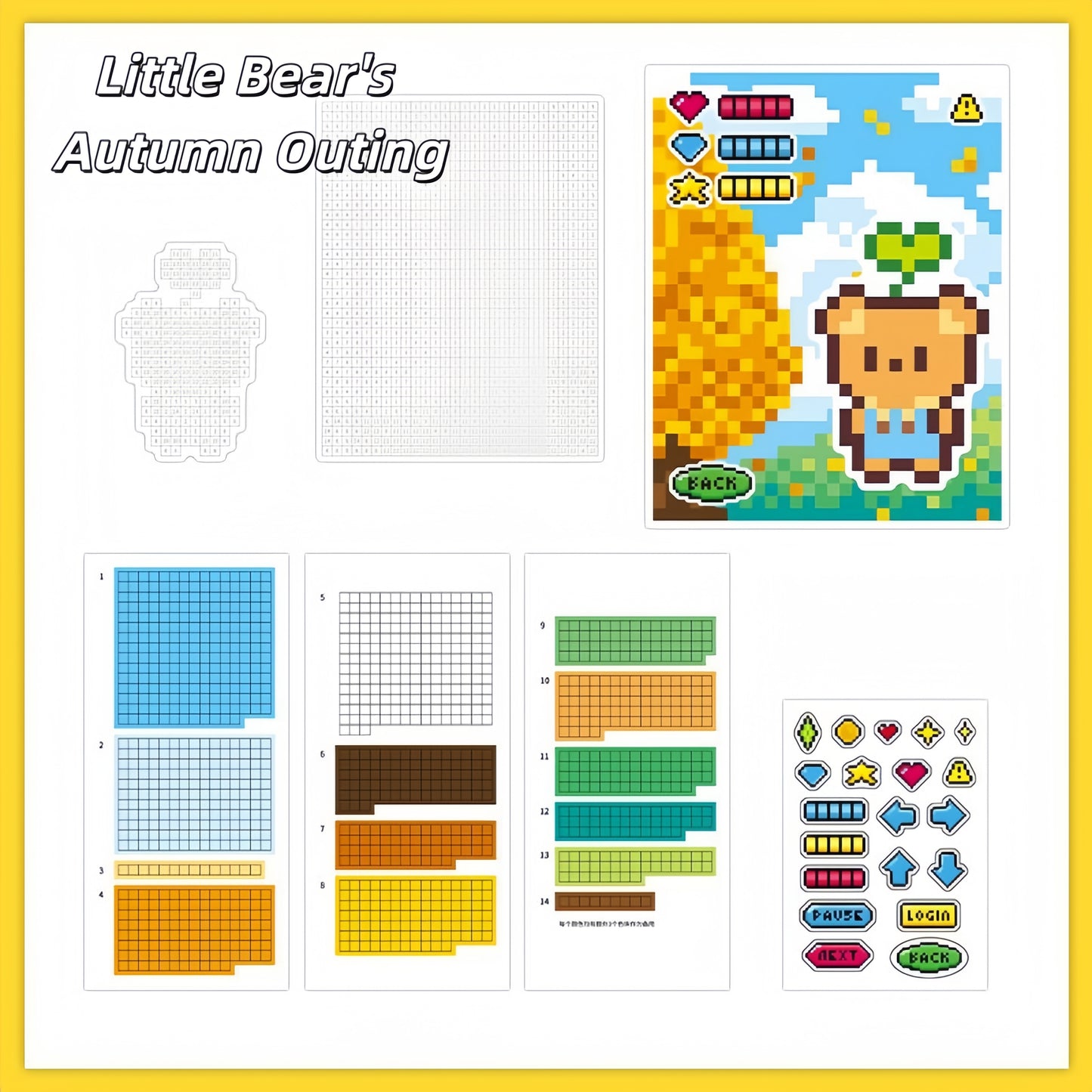 Pixel Bead 3D Sticker | 4 Cute Miniature Scene