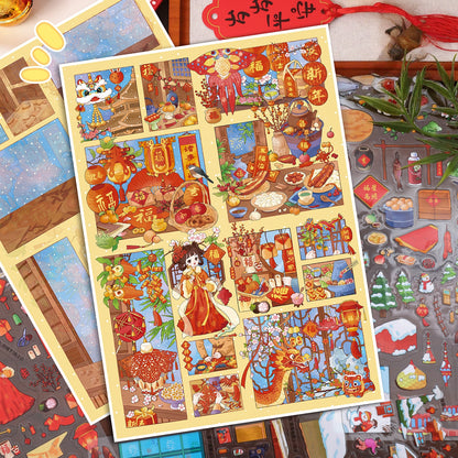 Happy New Year 3D Sticker | 2 Cute Miniature Scene