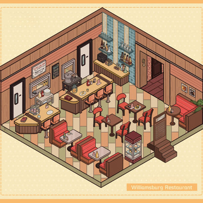 Brooklyn Cottage Restaurant 3D Sticker | 2 Cute Miniature Scenes