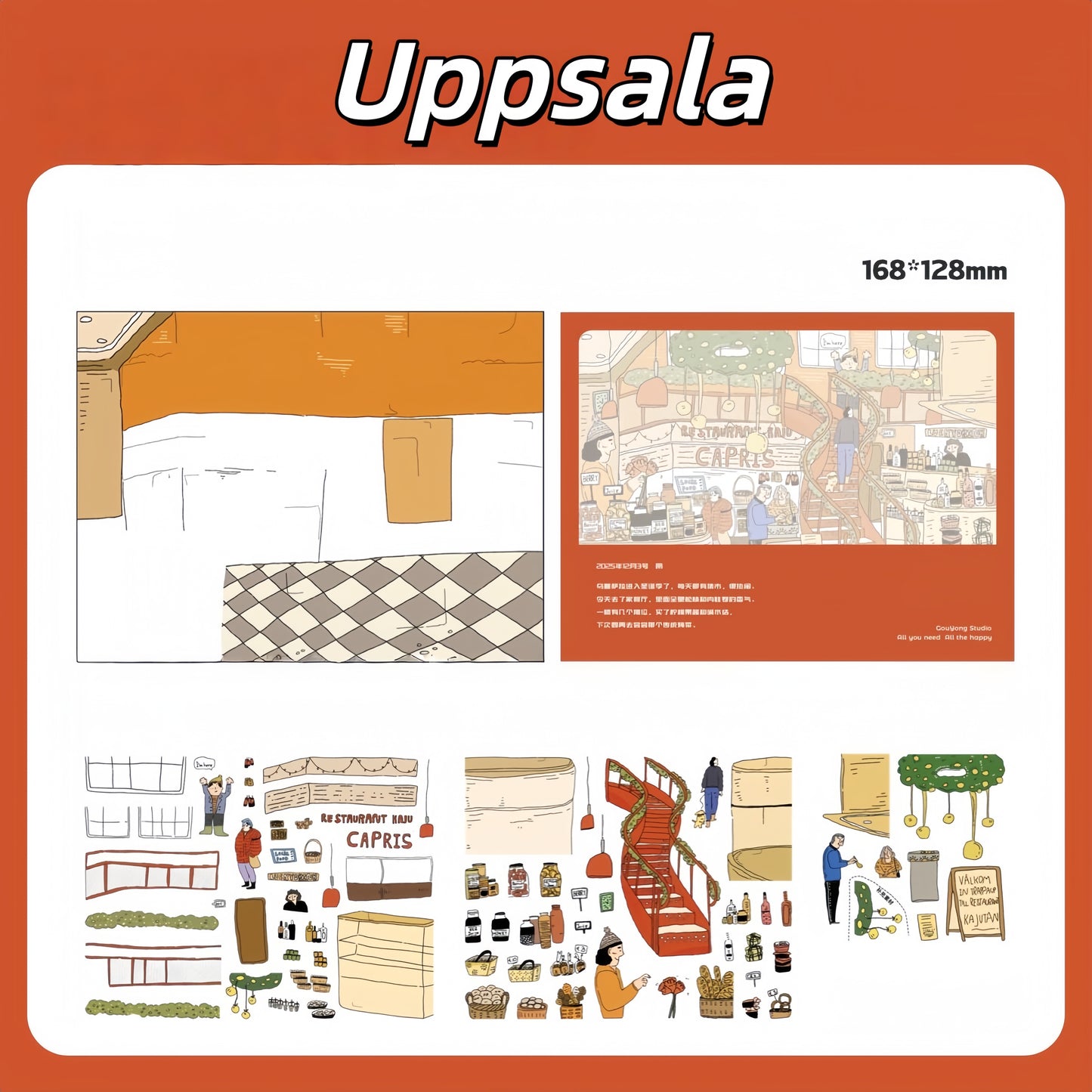 Awei‘s Travel Diary 3D Sticker | 4 Cute Miniature Scenes