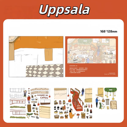 Awei‘s Travel Diary 3D Sticker | 4 Cute Miniature Scenes