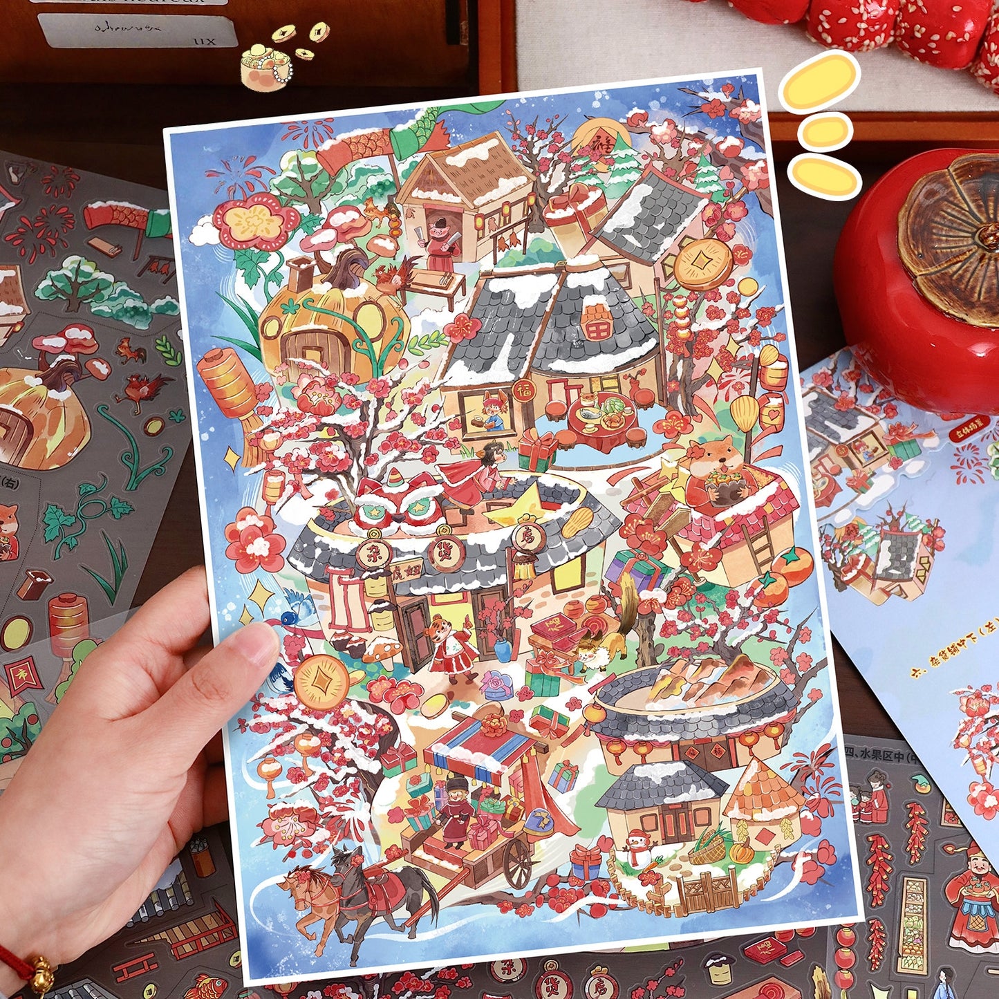 Happy New Year 3D Sticker | 2 Cute Miniature Scenes