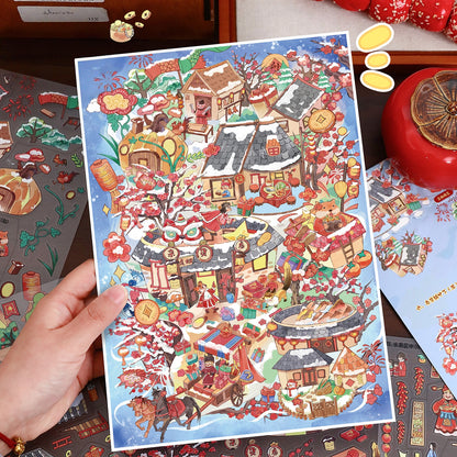 Happy New Year 3D Sticker | 2 Cute Miniature Scenes
