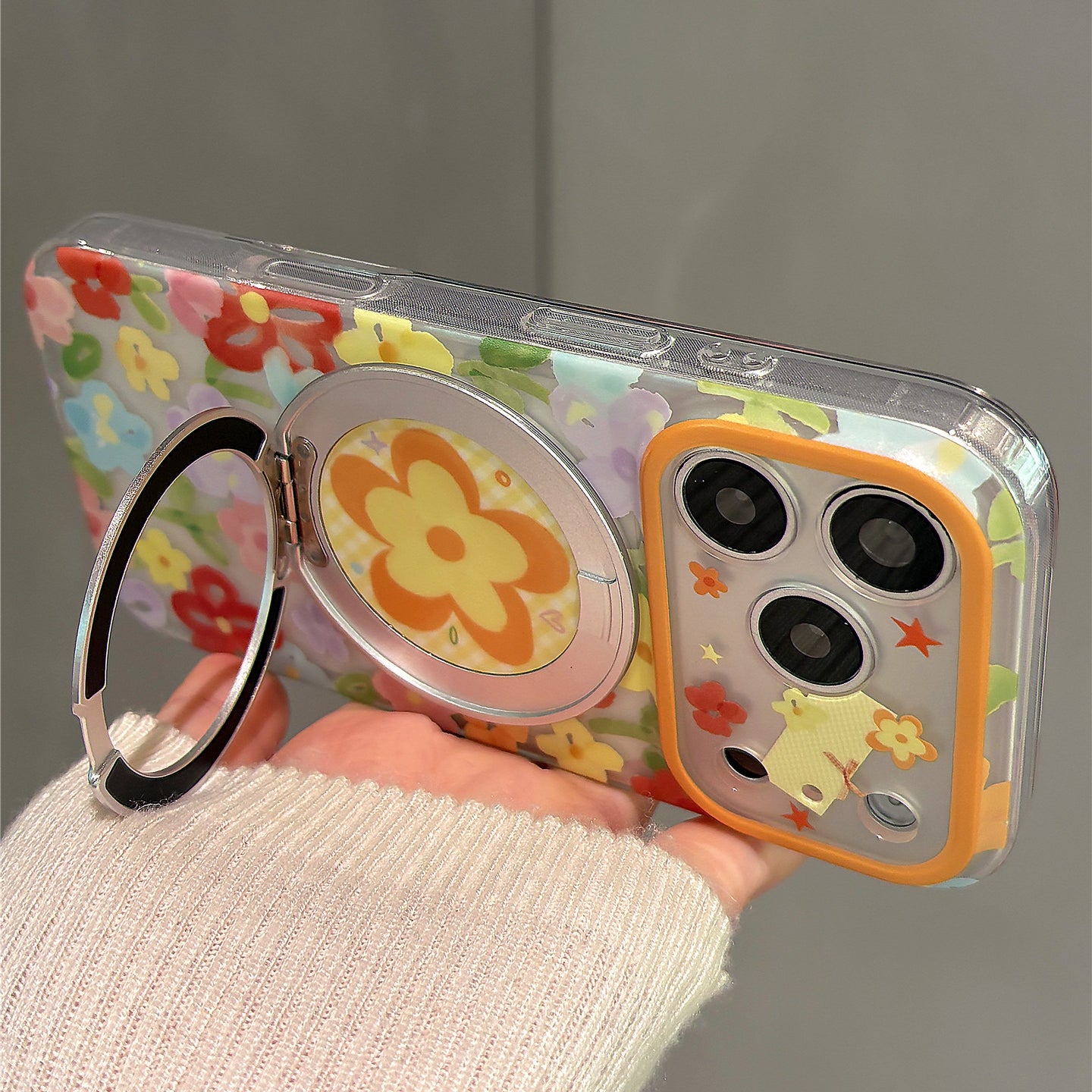 Colorful Flowers Stand Acrylic Phone Case