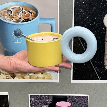 Donut Large Handle with Lid Ceramic Mug