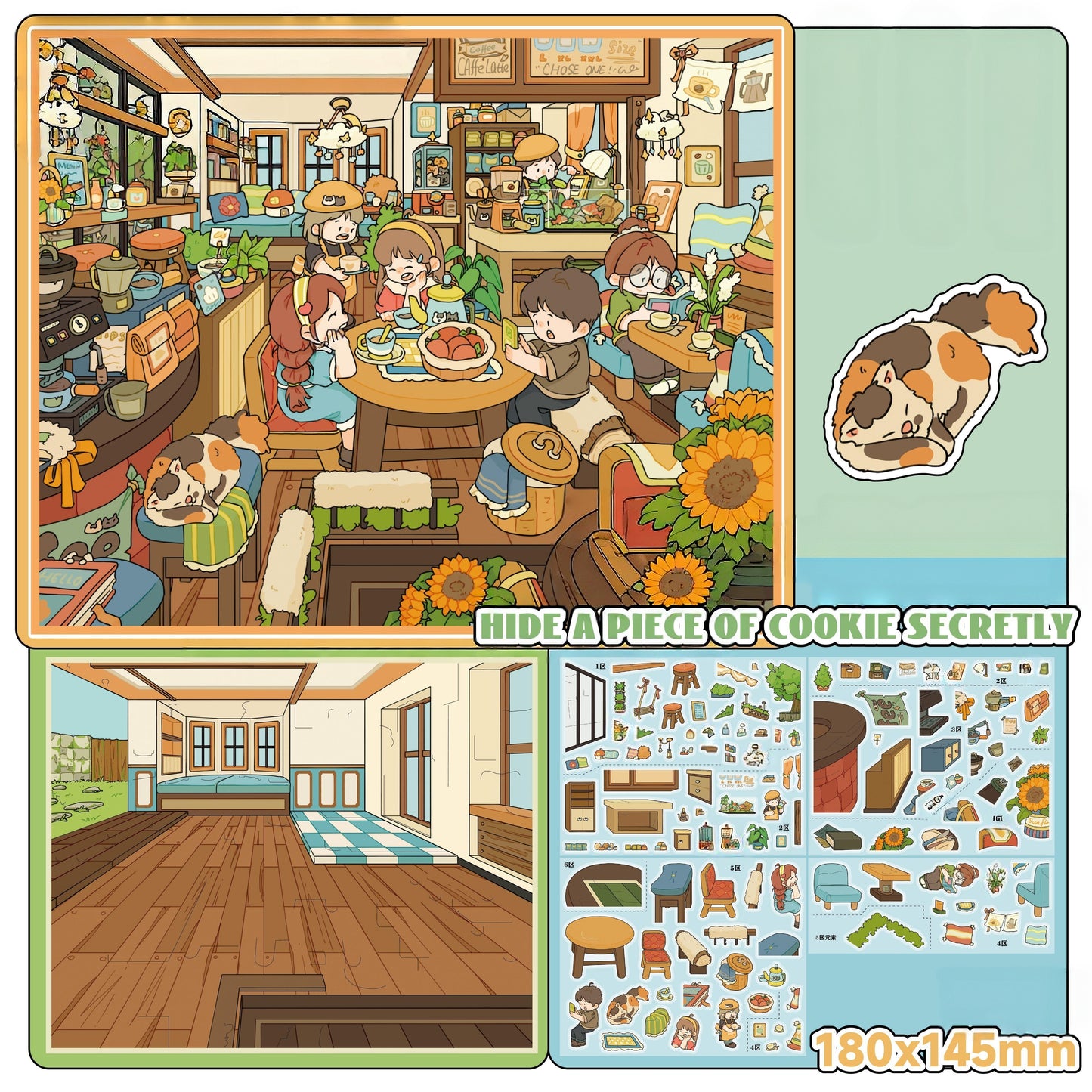 Warm Daily 3D Sticker | 4 Cute Miniature Scenes