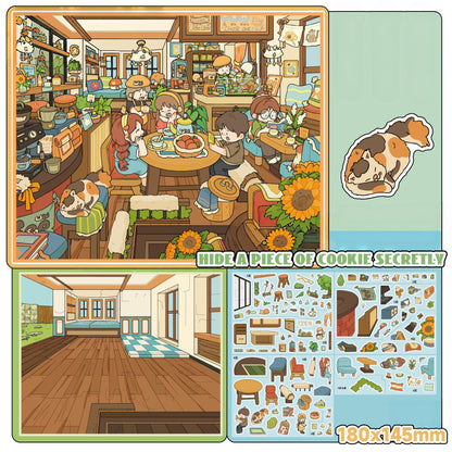 Warm Daily 3D Sticker | 4 Cute Miniature Scenes