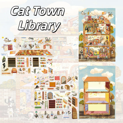 Meow Dream Town 3D Sticker | 6 Cute Miniature Scenes