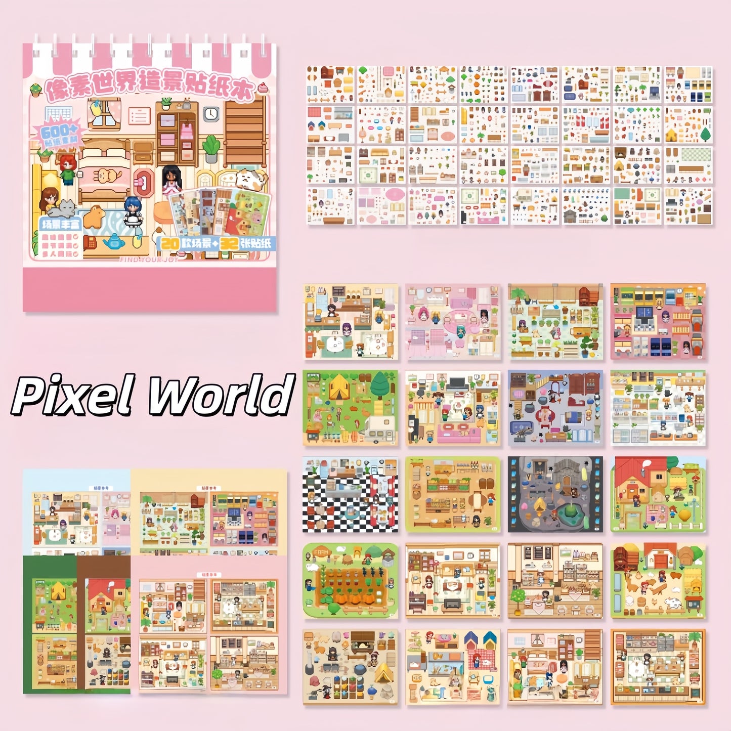 Pixel World 3D Sticker Book