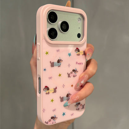 Guava Pink Cat and Dachshund Magnetic Stand Acrylic Phone Case