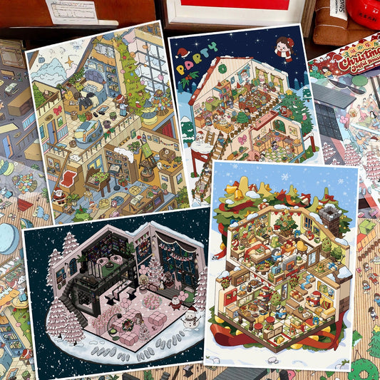 Merry Christmas 3D Sticker | 4 Cute Miniature Scenes