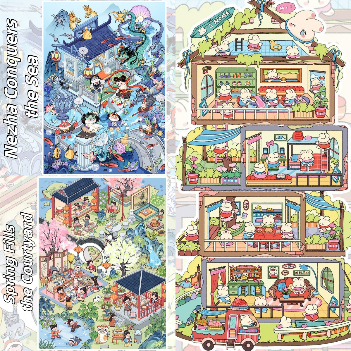 Whimsical Life 3D Sticker | 3 Cute Miniature Scenes