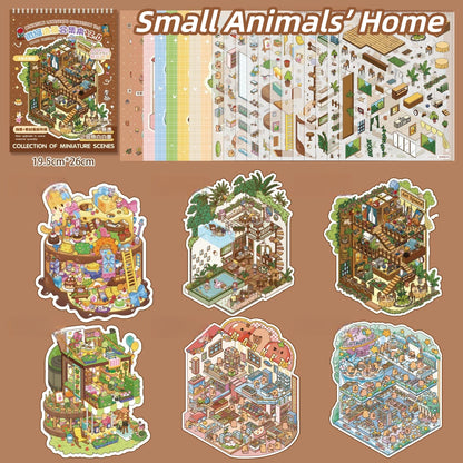 Small Animals' Home 3D Sticker Book