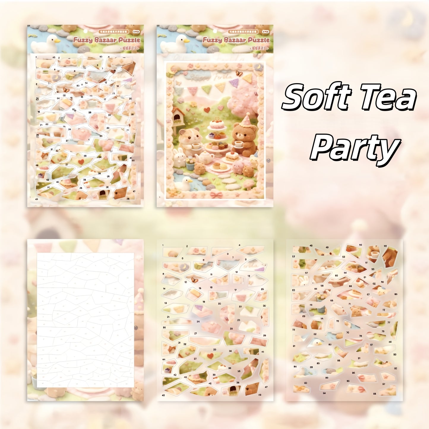 Fuzzy Bazaar Puzzle 3D Sticker | 3 Cute Miniature Scenes