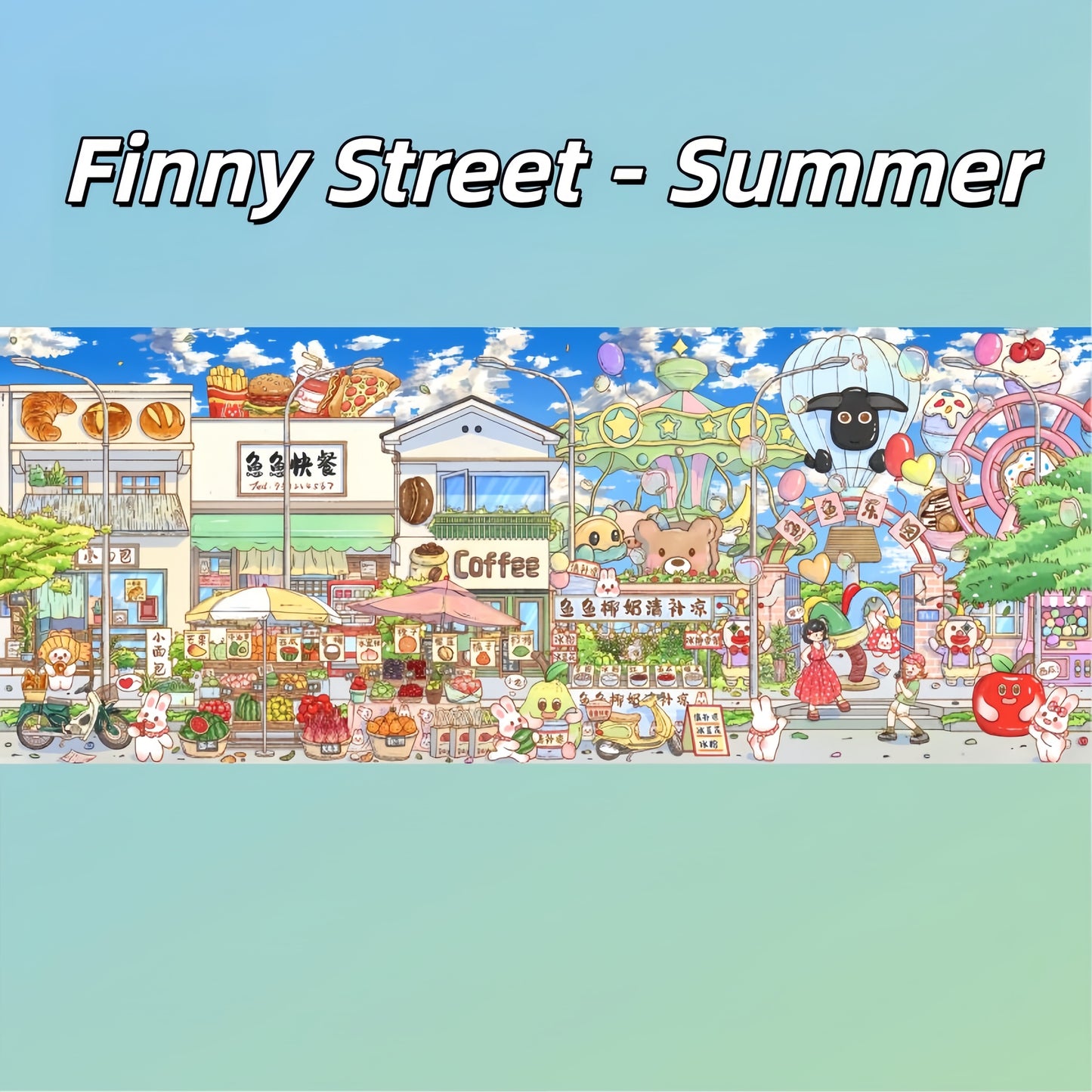 Finny Street 3D Sticker | 4 Cute Miniature Scenes