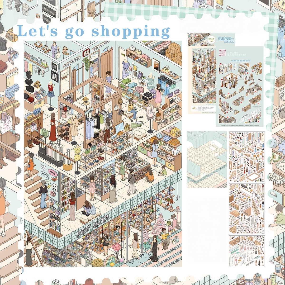 Together Time 3D Sticker | 4 Cute Miniature Scenes