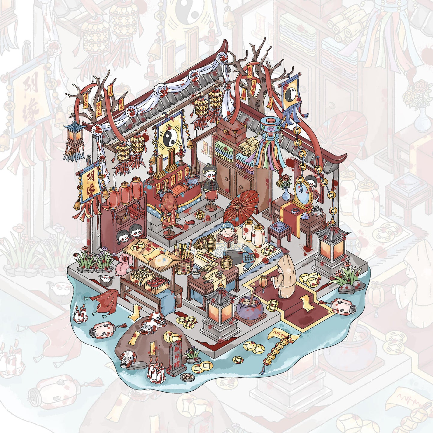 Pavilion of Yin Marriage 3D Sticker