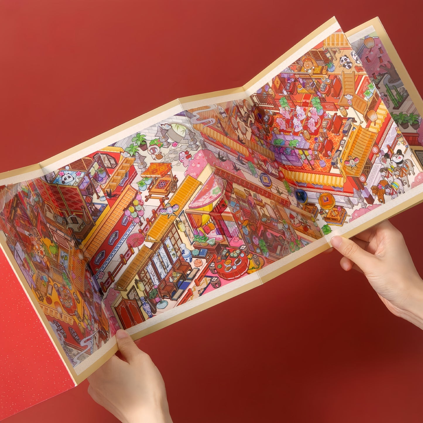 Eight-Fold Ancient Scenes 3D Sticker | 2 Cute Miniature Scenes