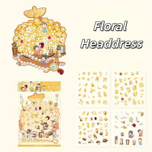Oriental Elegance 3D Sticker | 4 Cute Miniature Scenes