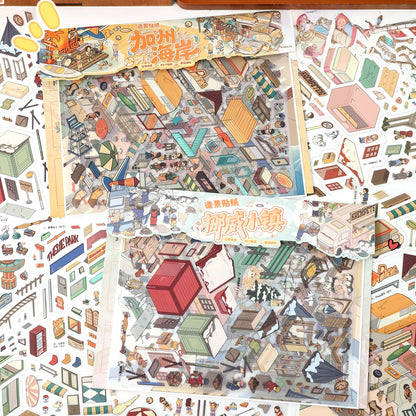 World Streetscape 3D Sticker | 2 Cute Miniature Scenes