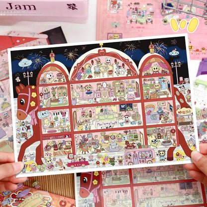 Festival Bus 3D Sticker | 2 Cute Miniature Scenes