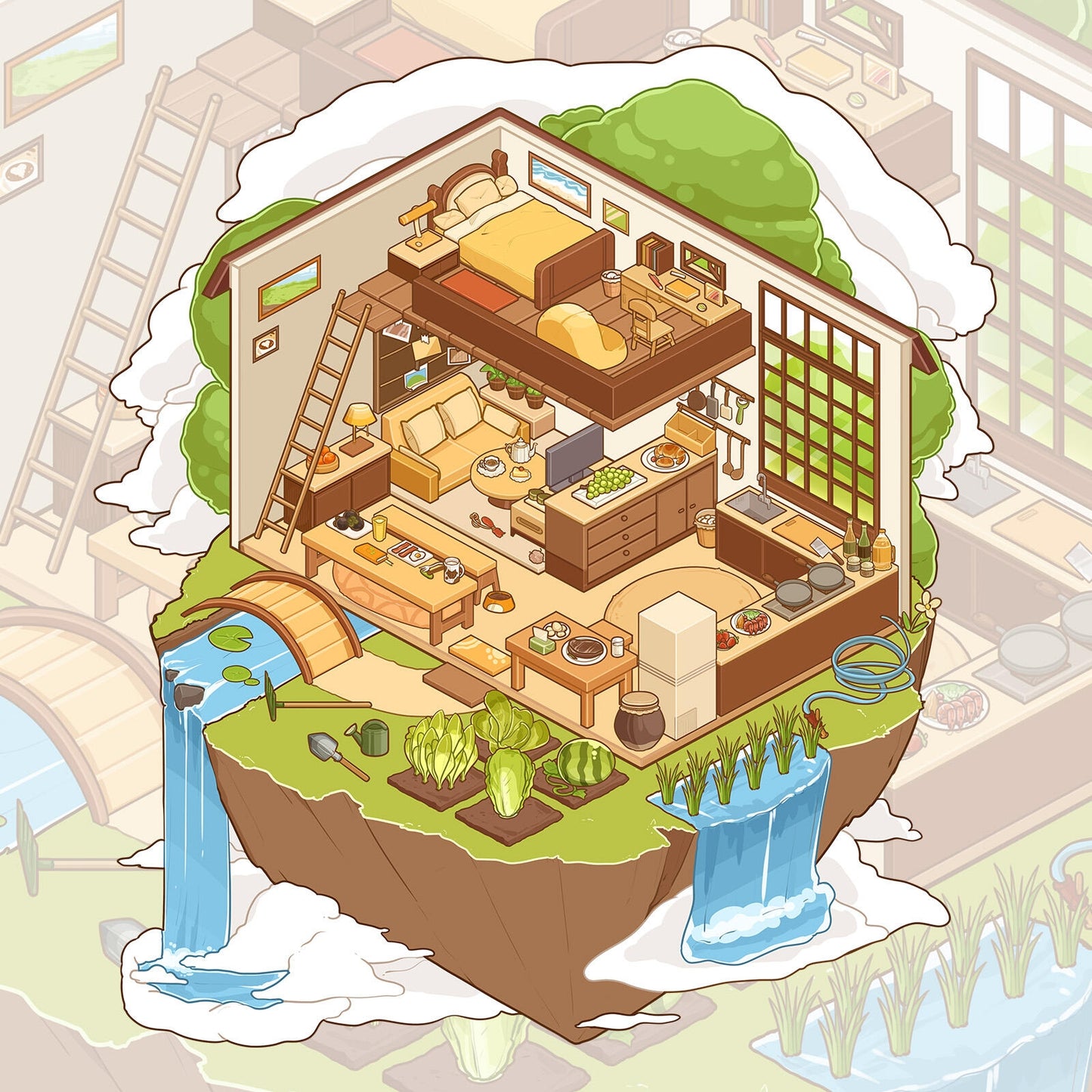 Sky Island 3D Sticker