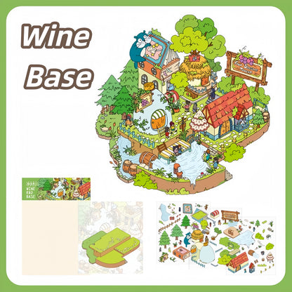 Wine Winery 3D Sticker | 4 Cute Miniature Scenes