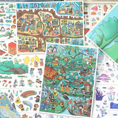 Fantastic Journeys 3D Sticker | 4 Cute Miniature Scenes
