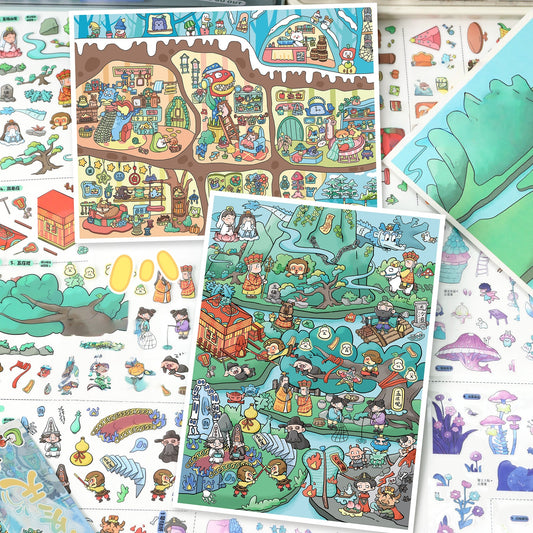 Fantastic Journeys 3D Sticker | 4 Cute Miniature Scenes