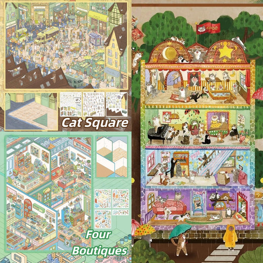 Purrfect World 3D Sticker | 3 Cute Miniature Scenes
