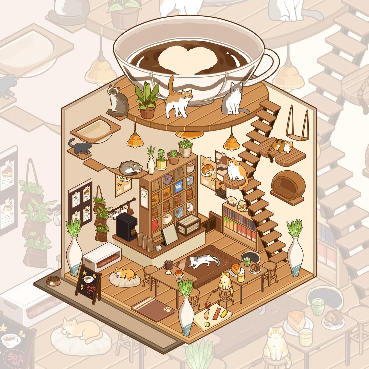Latte Meow 3D Sticker