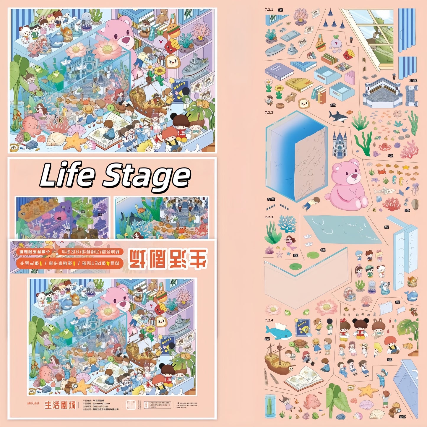 Daily Acts 3D Sticker | 2 Cute Miniature Scenes