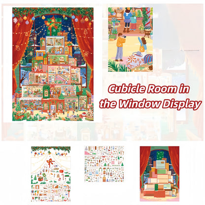 Christmas Streetscape 3D Sticker | 4 Cute Miniature Scenes