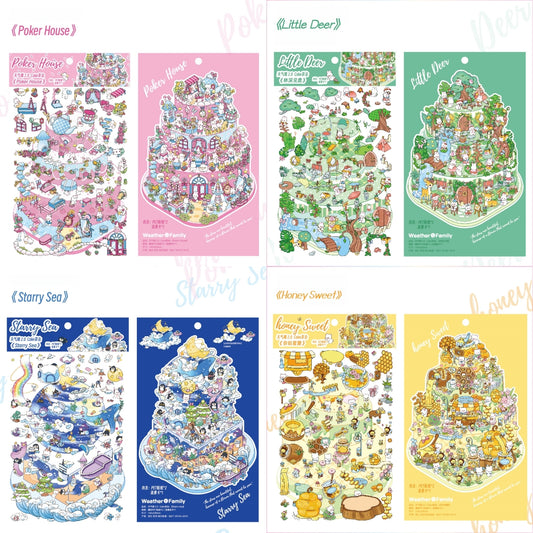 Tea Party 3D Sticker | 4 Cute Miniature Scenes