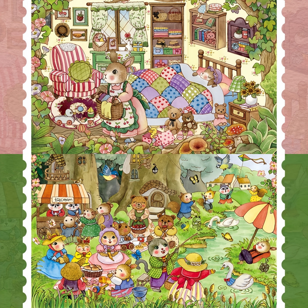 Hand-drawn Fairytale 3D Sticker | 4 Cute Miniature Scenes