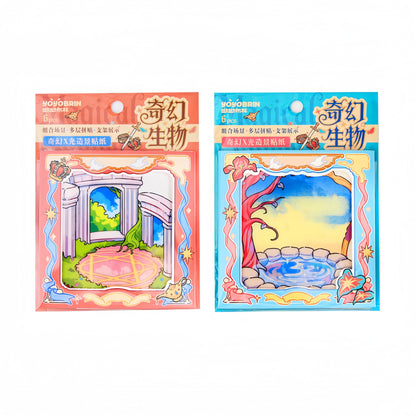 X-ray of Fantasy Creatures 3D Sticker | 2 Cute Miniature Scenes