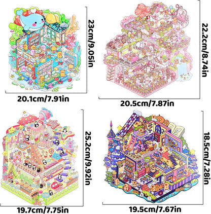 Mystic Dwellings 3D Sticker | 4 Cute Miniature Sticker