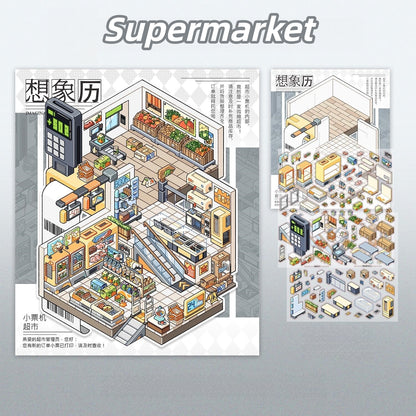 Simulation Management 3D Sticker | 3 Cute Miniature Scenes