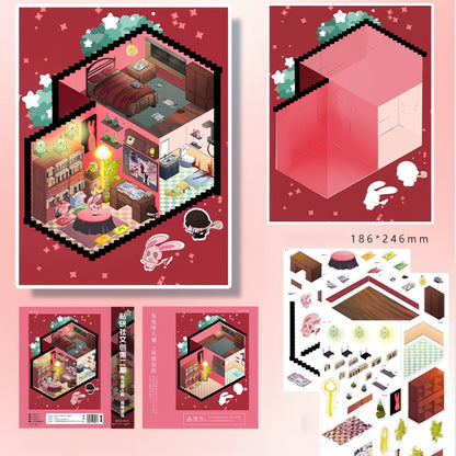 Rabbit is a Person Demon 3D Sticker | 3 Cute Miniature Scenes